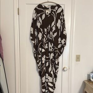 Free People Brown and Cream Kaftan Dress